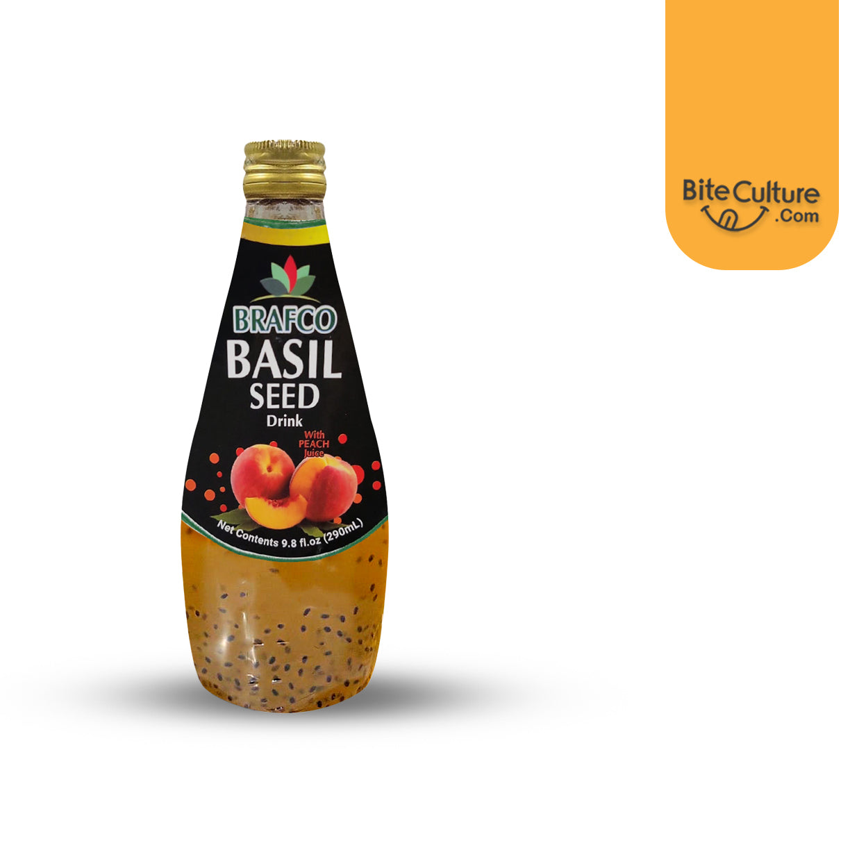 Brafco-Peach Juice Basil Seed Drink 290 ml (9.8 Oz)