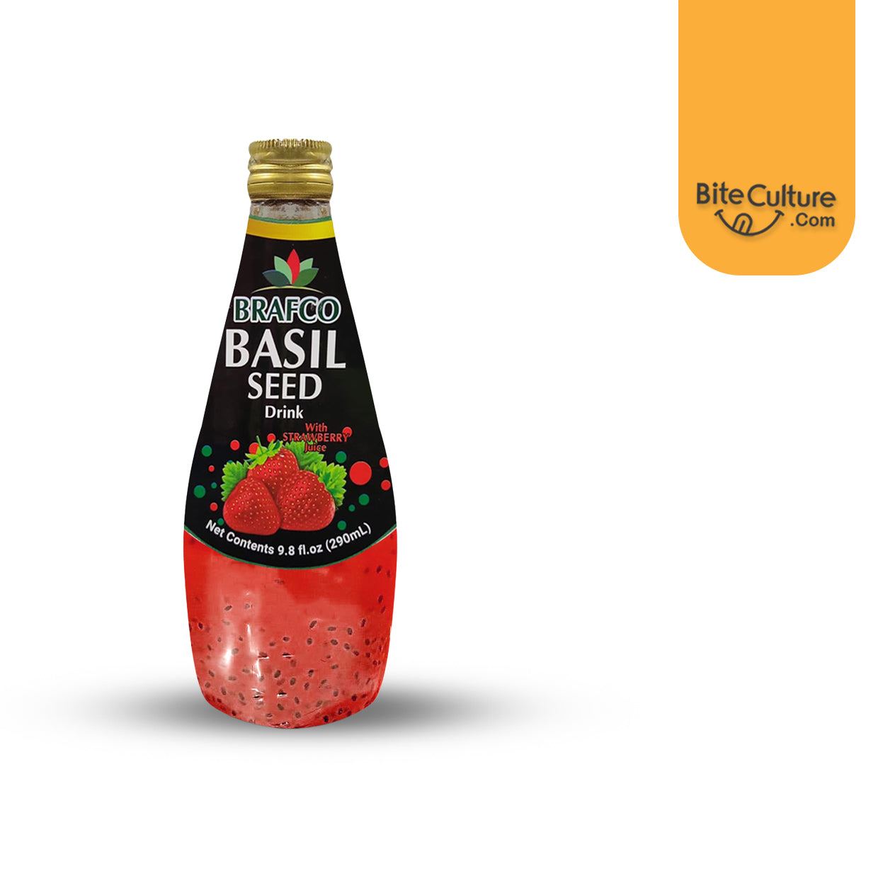 Brafco-Strawberry Juice Basil Seed Drink 290 ml (9.8 Oz)