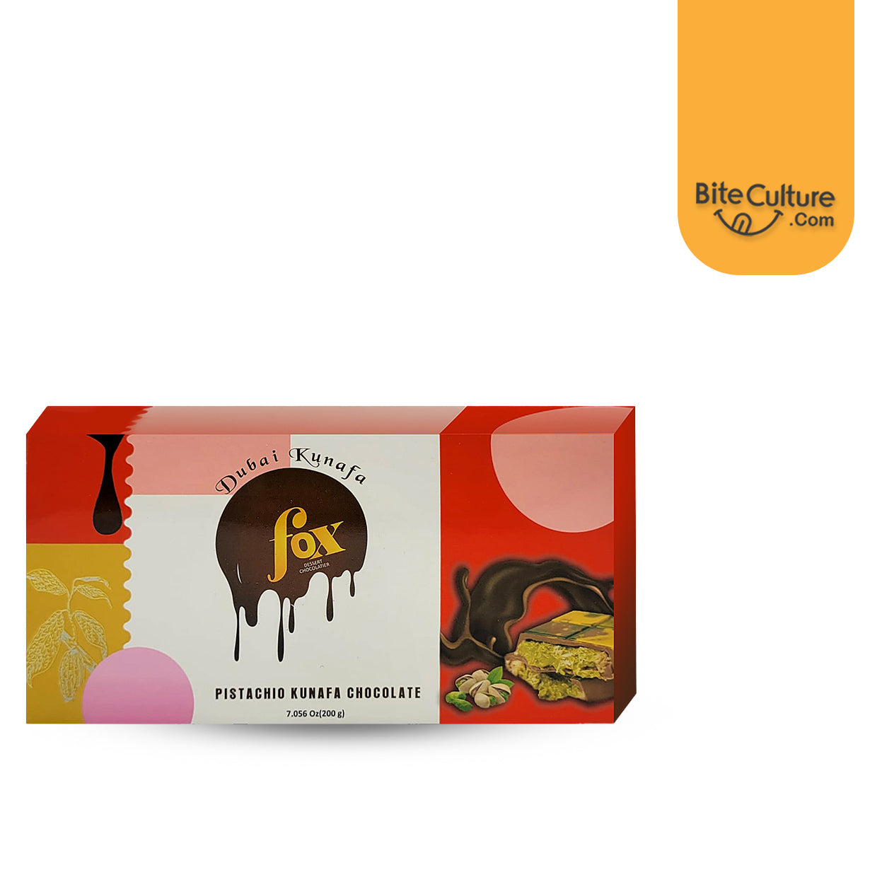 Dubai Kunafa-Chocolate Pistachio with Kunafa 7 0z 200 gr-Fox Desert