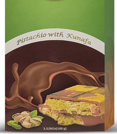 Dubai Kunafa-Chocolate Pistachio with Kunafa 3.5 0z 100 gr- Pack Of 1