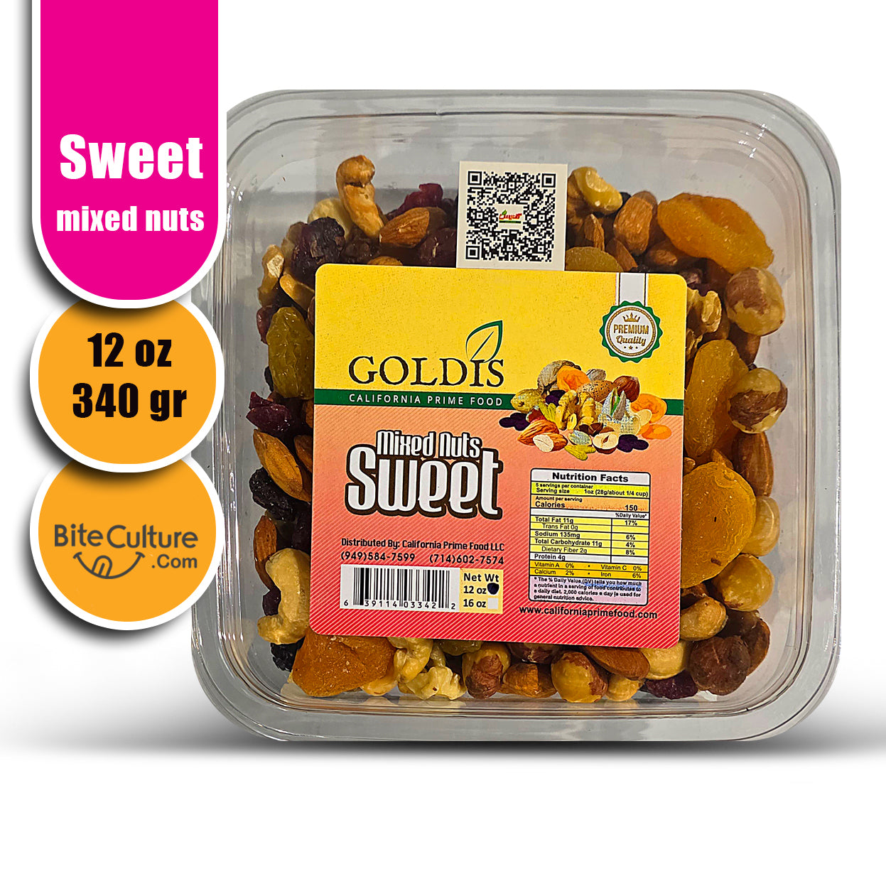 Goldis-Mix Nuts Sweet 12 oz 340 gr